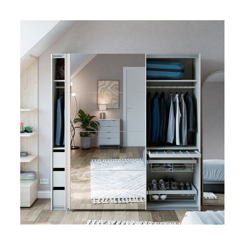 Szafa przesuwna 200 cm z lustrem Sophistispace SSQS32414 piaskowy