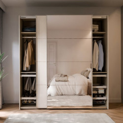 Szafa przesuwna 200 cm z lustrem Sophistispace SSQS32414 piaskowy