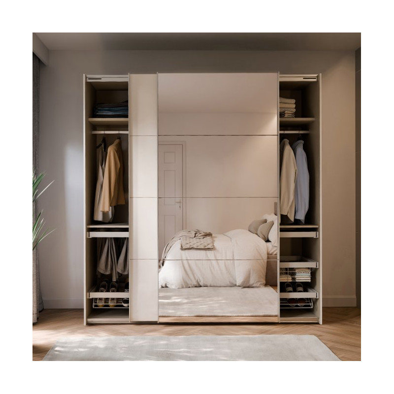 Szafa przesuwna 200 cm z lustrem Sophistispace SSQS32414 piaskowy