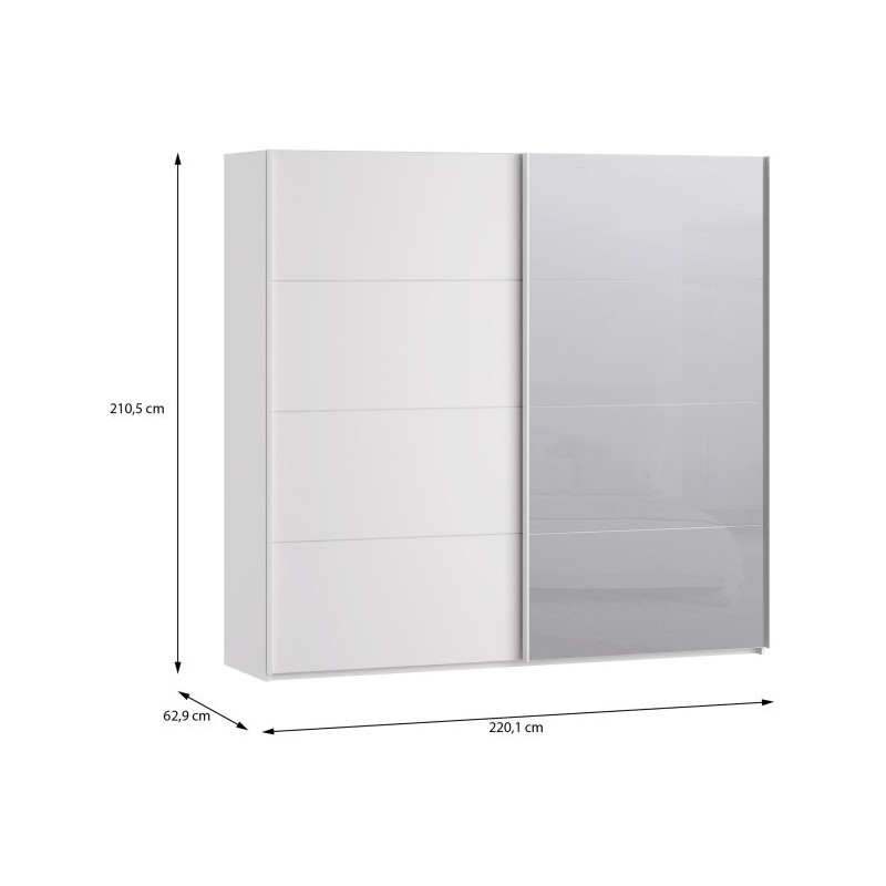Szafa przesuwna 220 cm z lustrem Sophistispace SSQS92413 biały