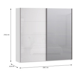 Szafa przesuwna 220 cm z lustrem Sophistispace SSQS92413 biały połysk