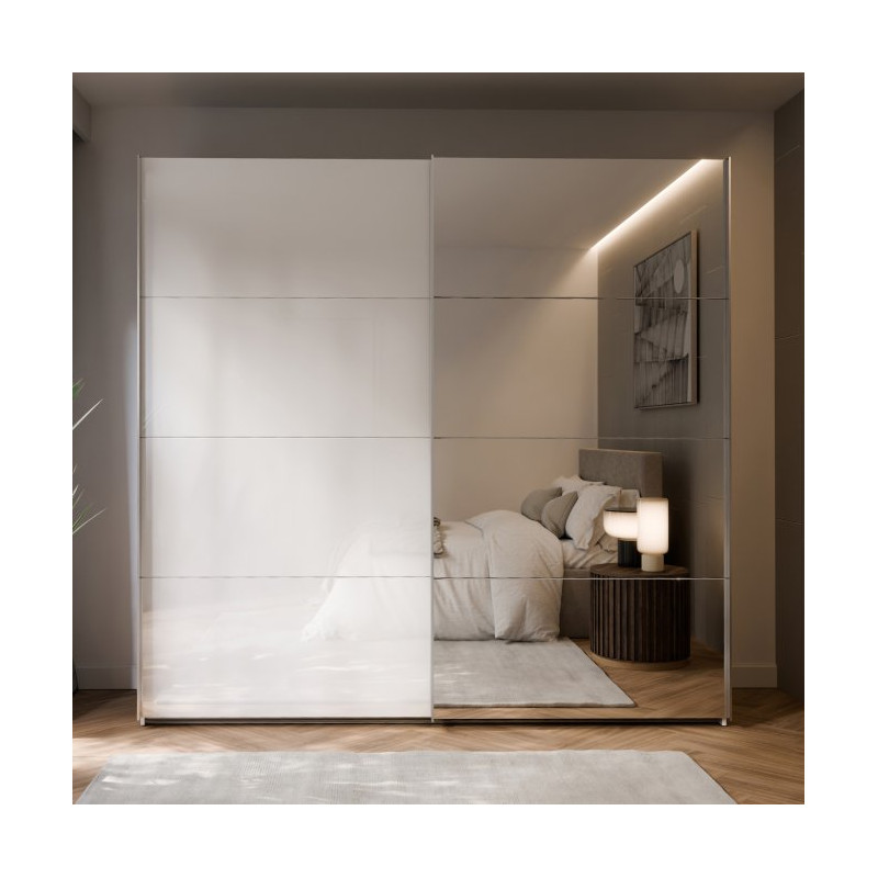 Szafa przesuwna 220 cm z lustrem Sophistispace SSQS92413 biały połysk
