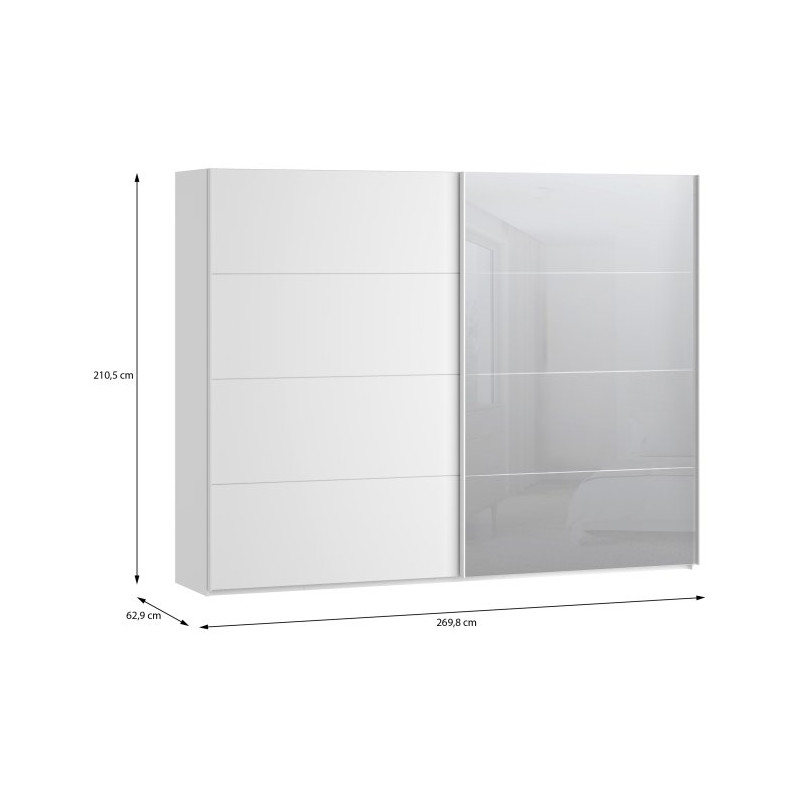 Szafa przesuwna 270 cm z lustrem Sophistispace SSQS12413 biały