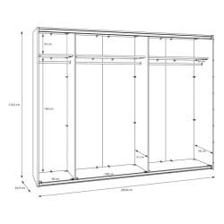 Szafa przesuwna 270 cm z lustrem Sophistispace SSQS12413 biały połysk