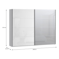 Szafa przesuwna 270 cm z lustrem Sophistispace SSQS12413 biały połysk