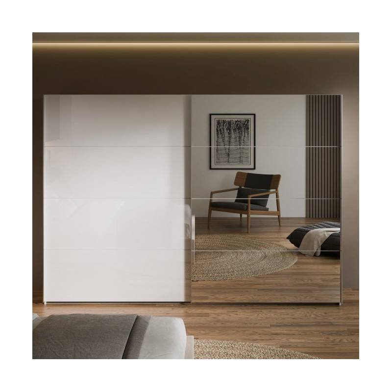 Szafa przesuwna 270 cm z lustrem Sophistispace SSQS12413 biały połysk