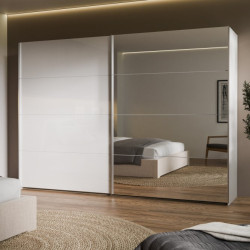 Szafa przesuwna 270 cm z lustrem Sophistispace SSQS12413 biały połysk