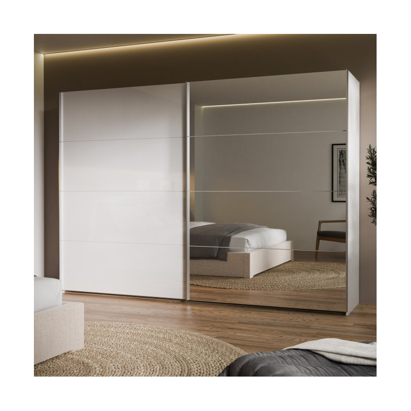 Szafa przesuwna 270 cm z lustrem Sophistispace SSQS12413 biały połysk
