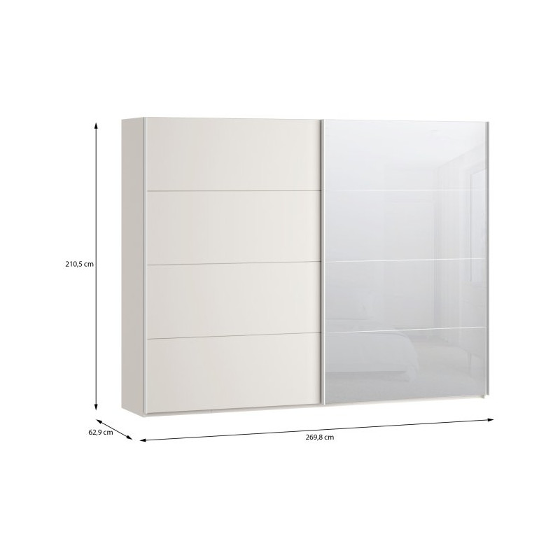 Szafa przesuwna 270 cm z lustrem Sophistispace SSQS12413 piaskowy