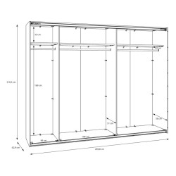 Szafa przesuwna 270 cm z lustrem Sophistispace SSQS12413 piaskowy