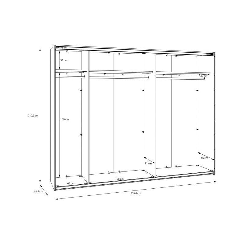 Szafa przesuwna 270 cm z lustrem Sophistispace SSQS12413 piaskowy