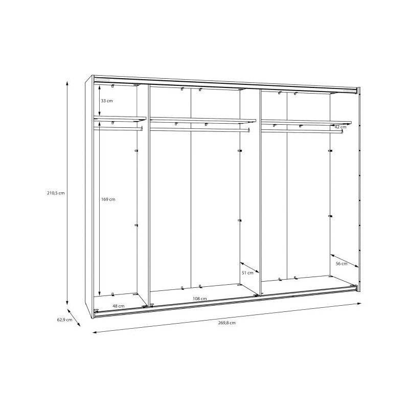 Szafa przesuwna 270 cm Sophistispace SSQS12411 biały połysk