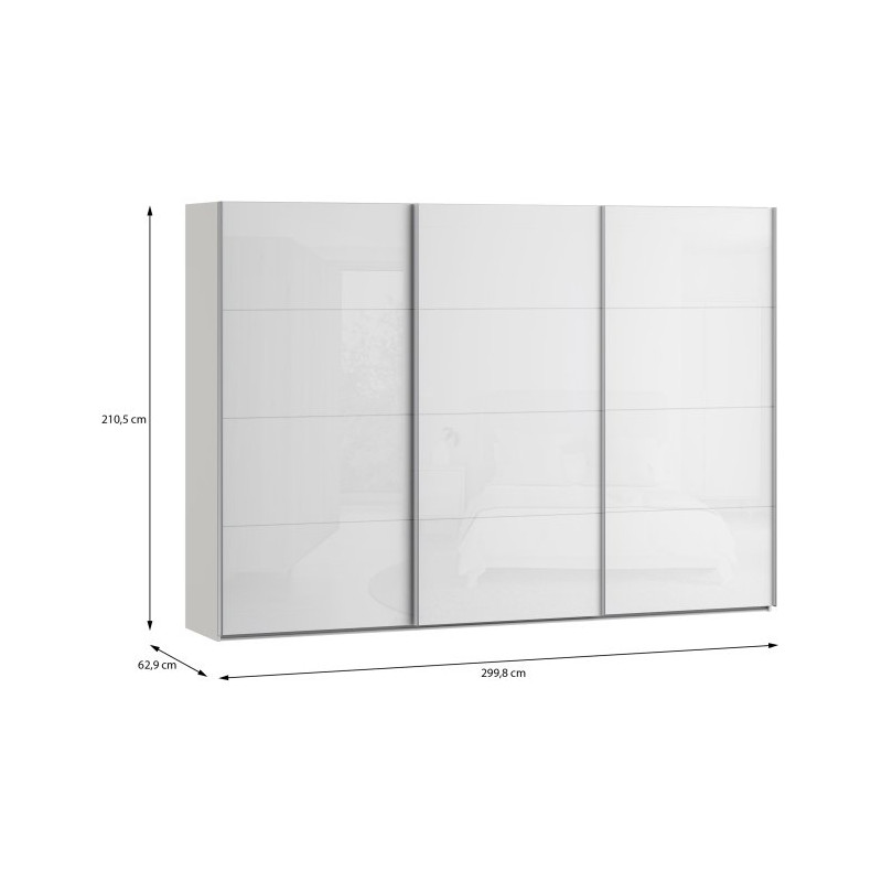 Szafa przesuwna 300 cm Sophistispace SSQS23411 biały połysk