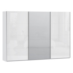 Szafa przesuwna z lustrem 300 cm Sophistispace SSQS23412 biały połysk