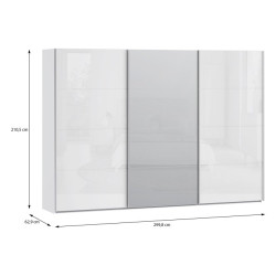 Szafa przesuwna z lustrem 300 cm Sophistispace SSQS23412 biały połysk