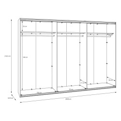 Szafa przesuwna z lustrem 300 cm Sophistispace SSQS23412 biały połysk