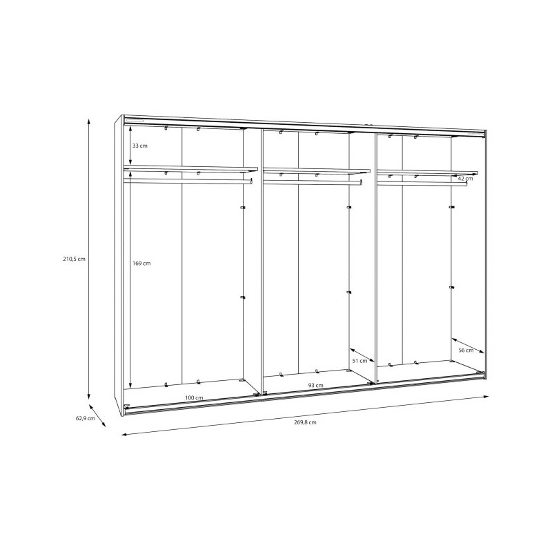 Szafa przesuwna z lustrem 300 cm Sophistispace SSQS23412 biały połysk