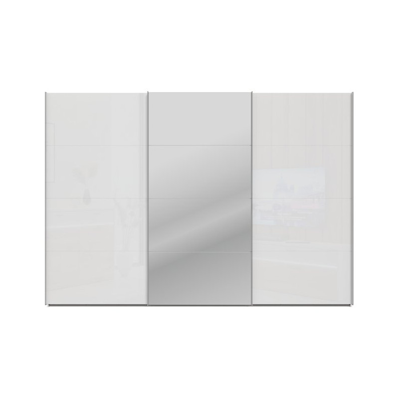 Szafa przesuwna z lustrem 300 cm Sophistispace SSQS23412 biały połysk