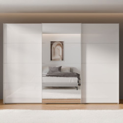 Szafa przesuwna z lustrem 300 cm Sophistispace SSQS23412 biały połysk