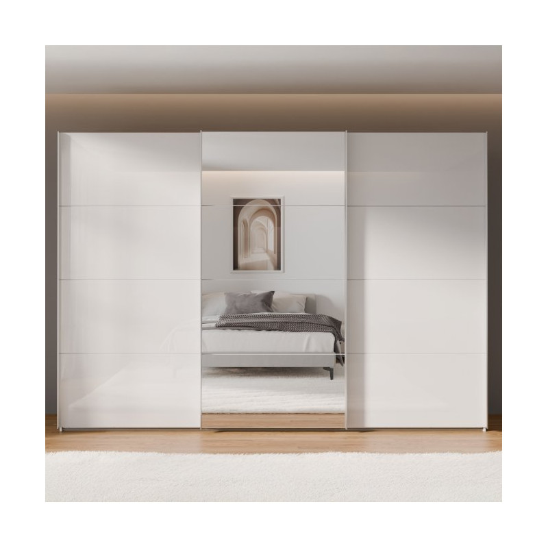 Szafa przesuwna z lustrem 300 cm Sophistispace SSQS23412 biały połysk