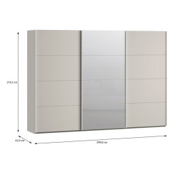 Szafa przesuwna z lustrem 300 cm Sophistispace SSQS23412 piaskowy
