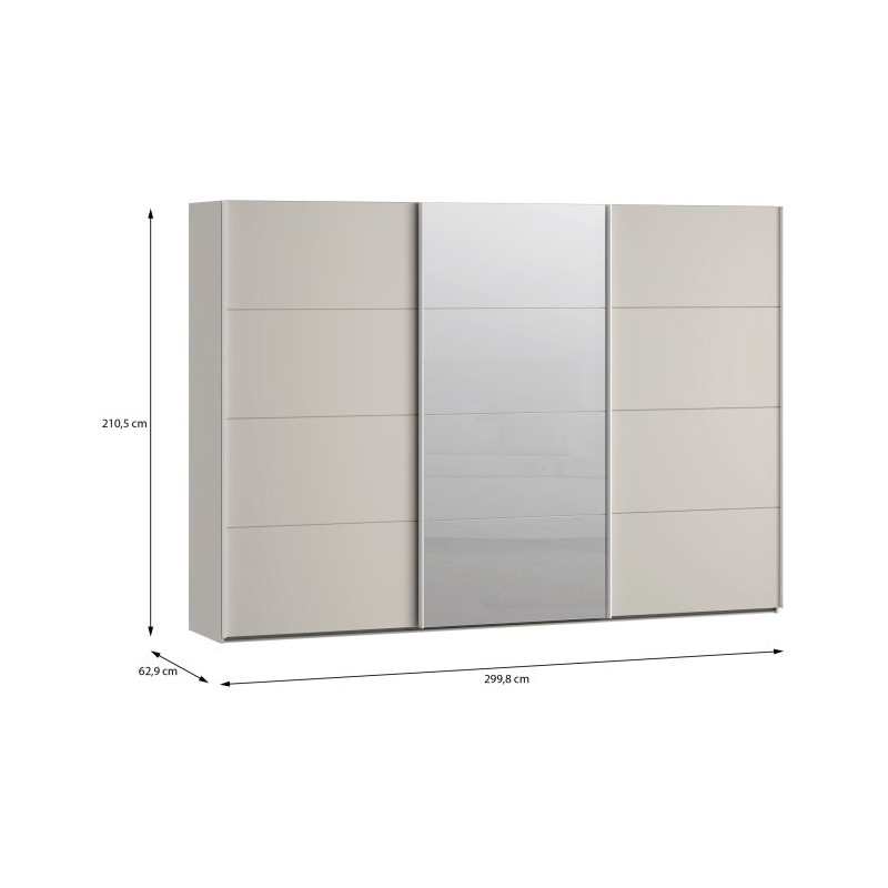 Szafa przesuwna z lustrem 300 cm Sophistispace SSQS23412 piaskowy