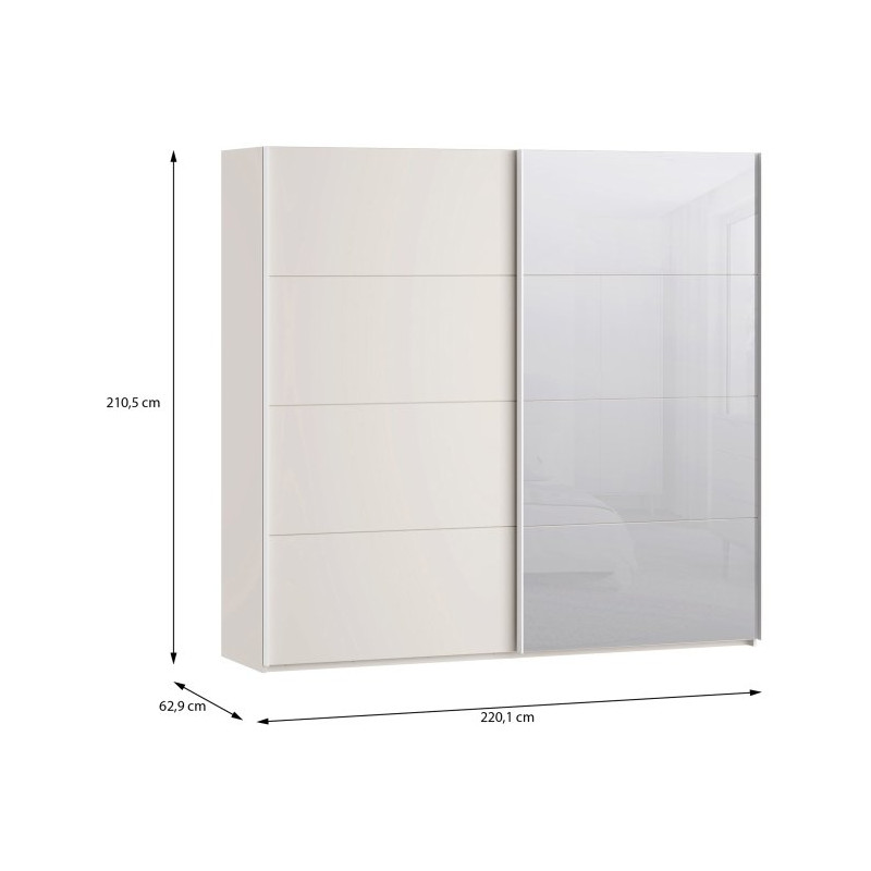 Szafa przesuwna 220 cm z lustrem Sophistispace SSQS92413 piaskowy