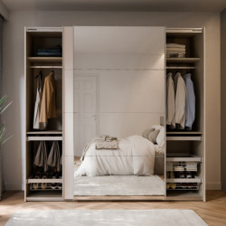 Szafa przesuwna 220 cm z lustrem Sophistispace SSQS92413 piaskowy