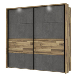Szafa 230 cm z oświetleniem Ricciano RCQS92413B dąb klepkowy/beton