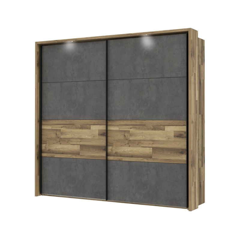 Szafa 230 cm z oświetleniem Ricciano RCQS92413B dąb klepkowy/beton