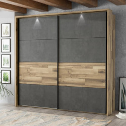 Szafa 230 cm z oświetleniem Ricciano RCQS92413B dąb klepkowy/beton