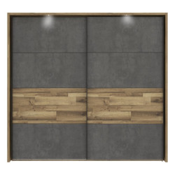 Szafa 230 cm z oświetleniem Ricciano RCQS92413B dąb klepkowy/beton