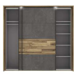 Szafa 230 cm z oświetleniem Ricciano RCQS92413B dąb klepkowy/beton