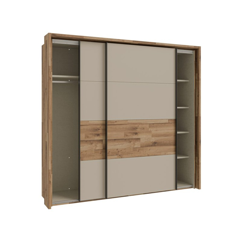 Szafa 230 cm z oświetleniem Ricciano RCQS92413B piaskowy/dąb klepkowy