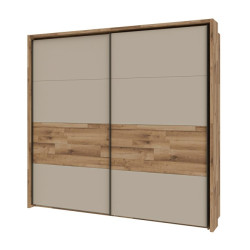 Szafa 230 cm z oświetleniem Ricciano RCQS92413B piaskowy/dąb klepkowy