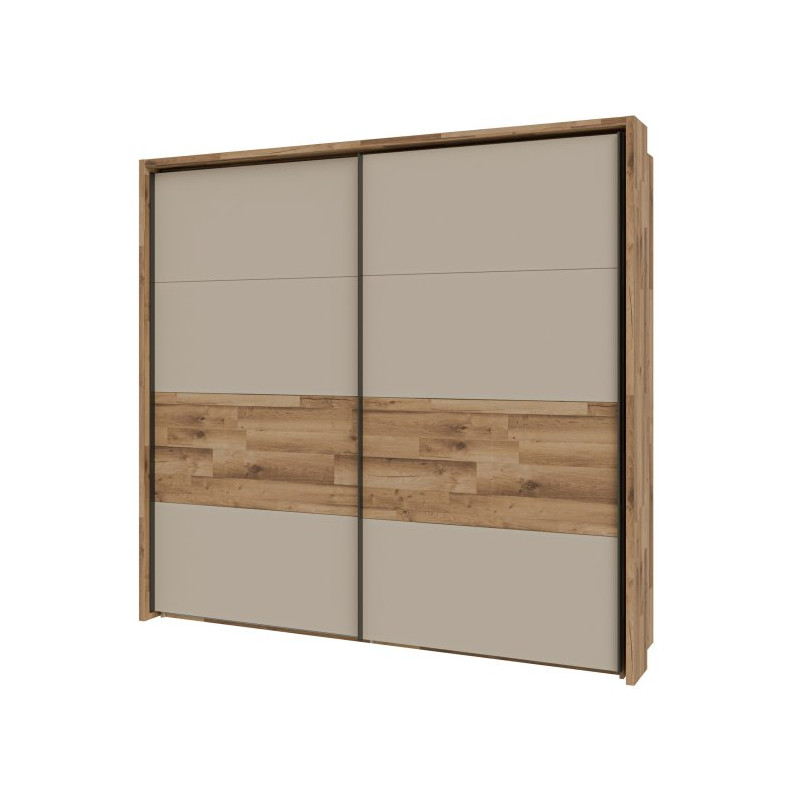 Szafa 230 cm z oświetleniem Ricciano RCQS92413B piaskowy/dąb klepkowy