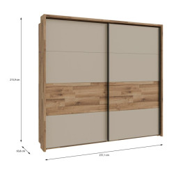 Szafa 230 cm z oświetleniem Ricciano RCQS92413B piaskowy/dąb klepkowy