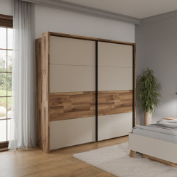 Szafa 230 cm z oświetleniem Ricciano RCQS92413B piaskowy/dąb klepkowy