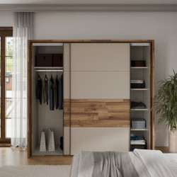 Szafa 230 cm z oświetleniem Ricciano RCQS92413B piaskowy/dąb klepkowy