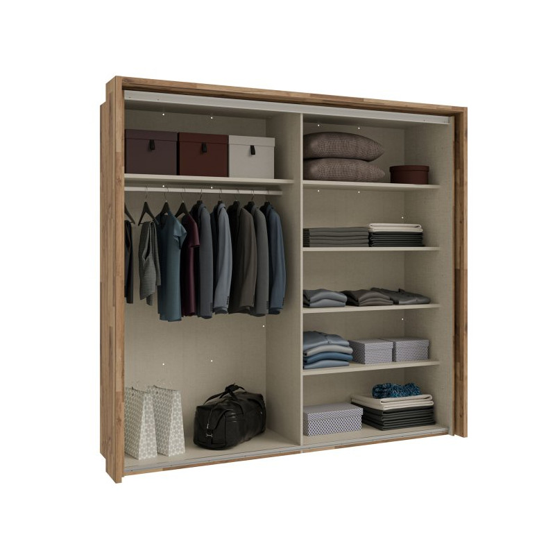 Szafa 230 cm z oświetleniem Ricciano RCQS92413B piaskowy/dąb klepkowy