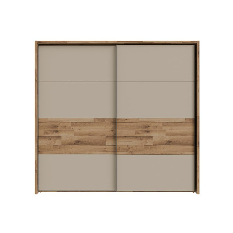 Szafa 230 cm z oświetleniem Ricciano RCQS92413B piaskowy/dąb klepkowy