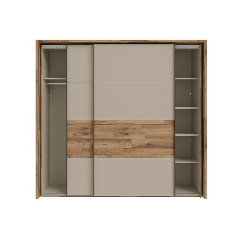 Szafa 230 cm z oświetleniem Ricciano RCQS92413B piaskowy/dąb klepkowy