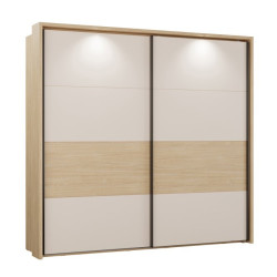 Szafa 230 cm z oświetleniem Ricciano RCQS92413B piaskowy/dąb elegancja