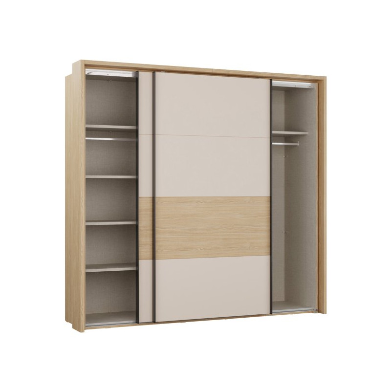 Szafa 230 cm z oświetleniem Ricciano RCQS92413B piaskowy/dąb elegancja