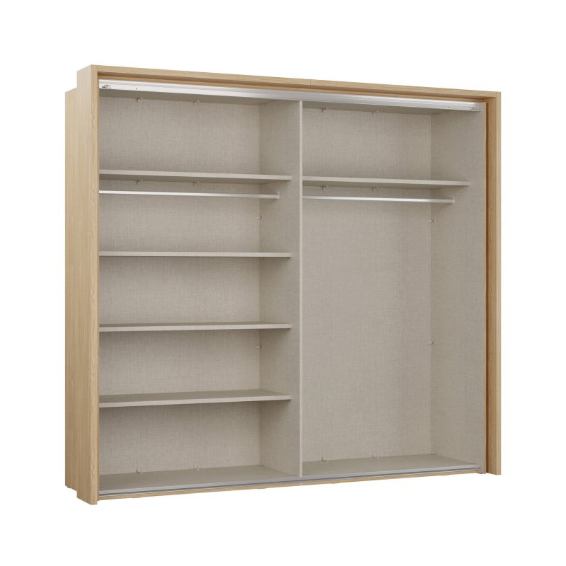 Szafa 230 cm z oświetleniem Ricciano RCQS92413B piaskowy/dąb elegancja