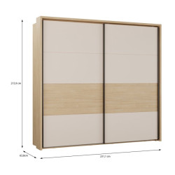 Szafa 230 cm z oświetleniem Ricciano RCQS92413B piaskowy/dąb elegancja
