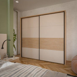 Szafa 230 cm z oświetleniem Ricciano RCQS92413B piaskowy/dąb elegancja