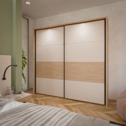 Szafa 230 cm z oświetleniem Ricciano RCQS92413B piaskowy/dąb elegancja