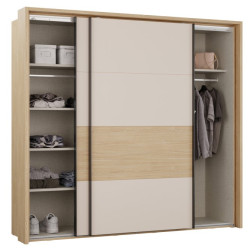 Szafa 230 cm z oświetleniem Ricciano RCQS92413B piaskowy/dąb elegancja