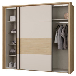 Szafa 230 cm z oświetleniem Ricciano RCQS92413B piaskowy/dąb elegancja